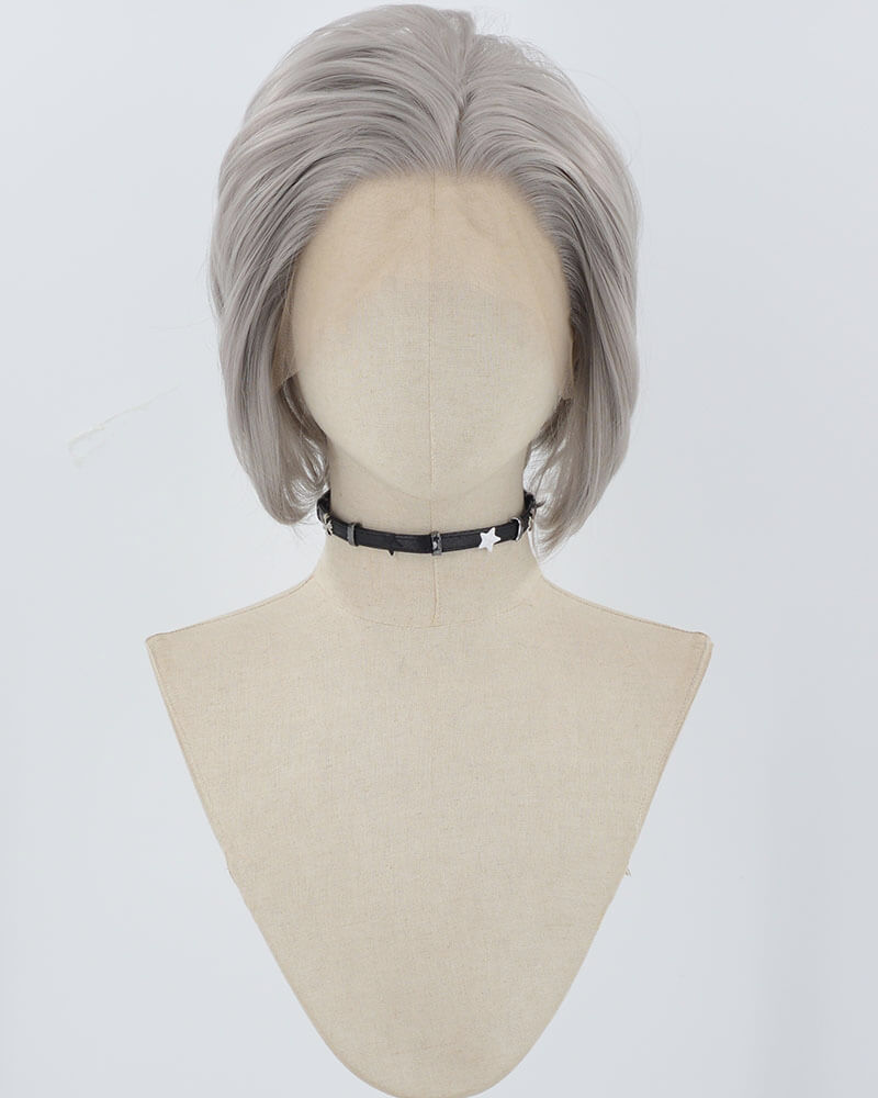 Grey Short Synthetic Lace Front Men's Wig MW024