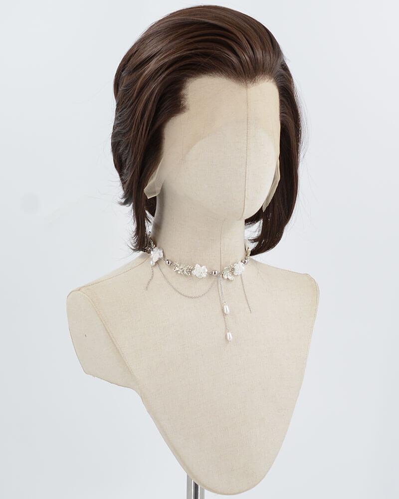 Brown Short Synthetic Lace Front Men's Wig MW044