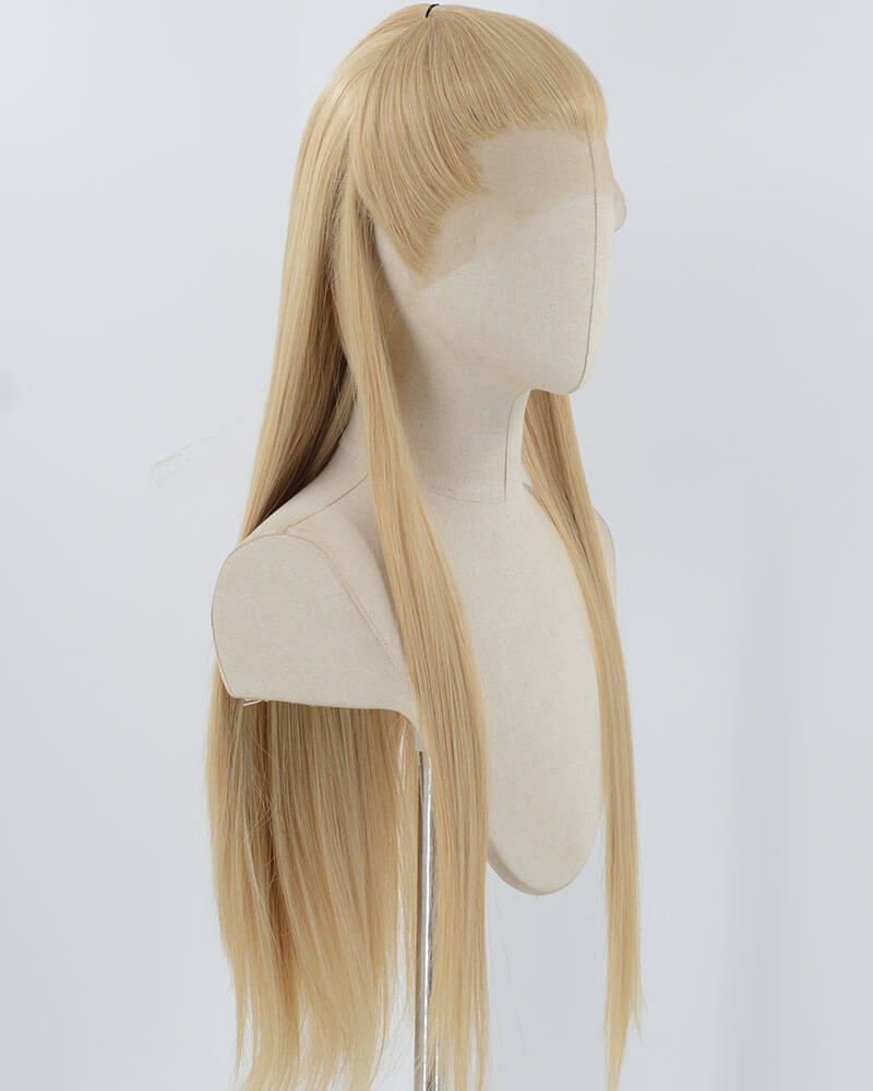 Mixed Blonde Straight Synthetic Lace Front Men's Wig MW059