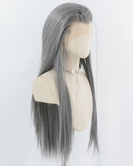 Mixed Grey Synthetic Lace Front Men's Wig MW051