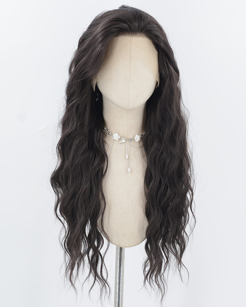 Natural Black Curly Synthetic Lace Front Wig WW953