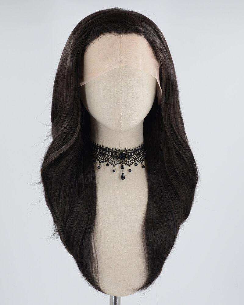 Natural Black Wavy Synthetic Lace Front Wig WW606