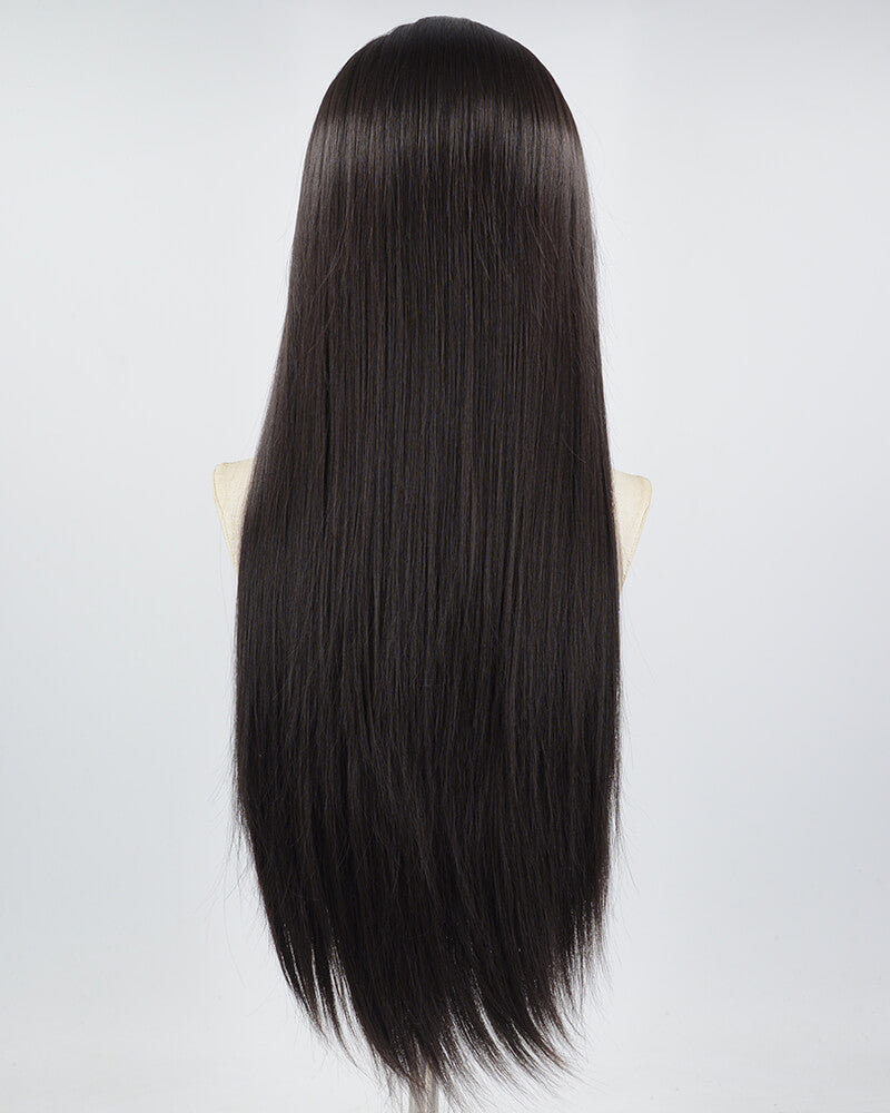 Natural Black Long Straight Synthetic Lace Front Wig WW685