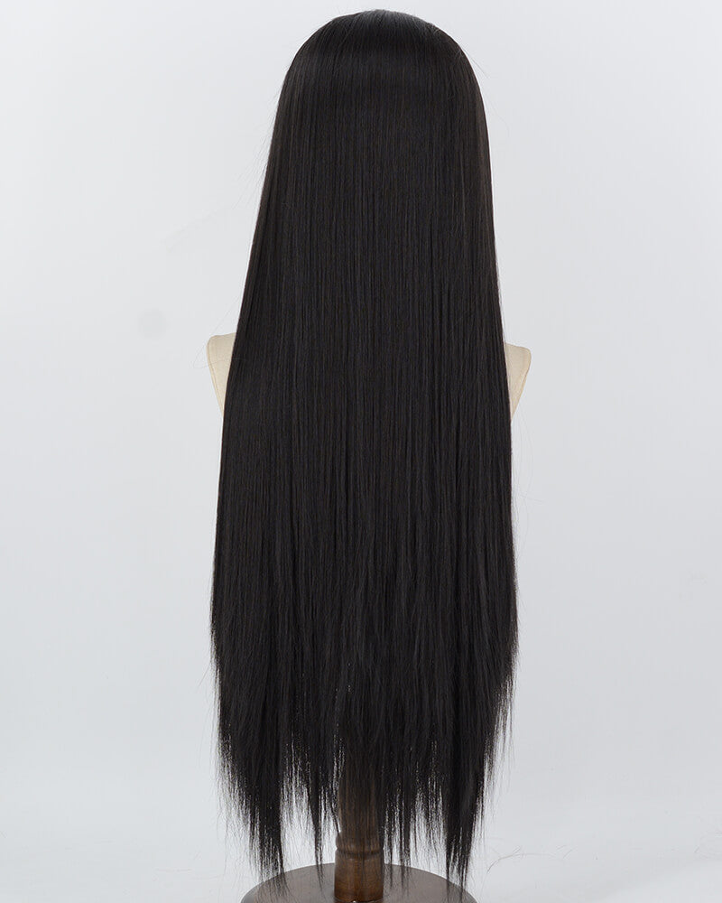 30Inch Long Natural Black Synthetic Lace Front Wig WW817