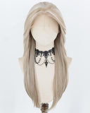 Ash Blonde Highlights White Grey Synthetic Lace Front Wig WW1073