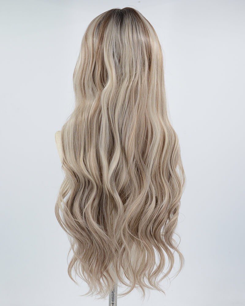 Ombre Grey Brown Synthetic Lace Front Wig WW603