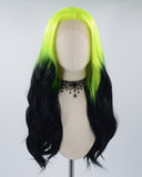 Neon Green Ombre Black Synthetic Lace Front Wig WW534