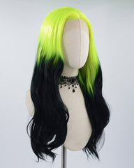 Neon Green Ombre Black Synthetic Lace Front Wig WW534