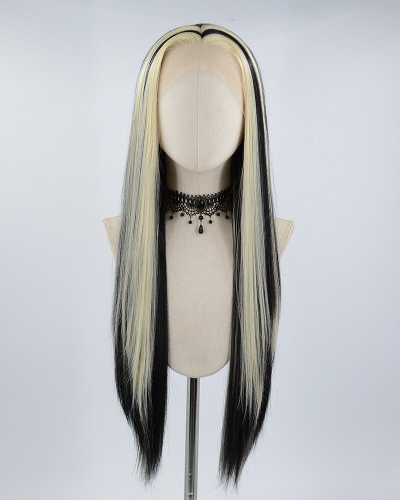 613 Blonde Black Long Synthetic Lace Front Wig WW510
