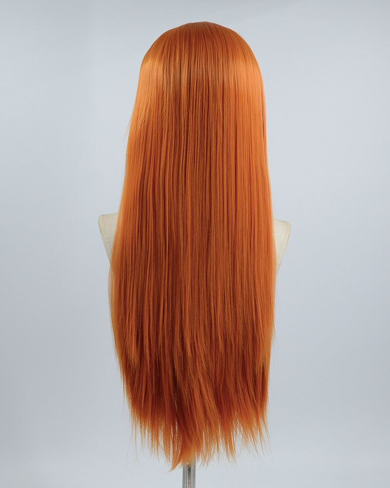Blonde Streaked Orange Synthetic Lace Front Wig WW505