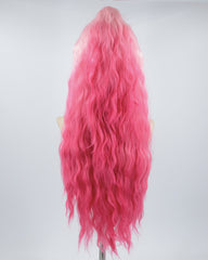 Ombre Pink Curly Synthetic Lace Front Wig WW513