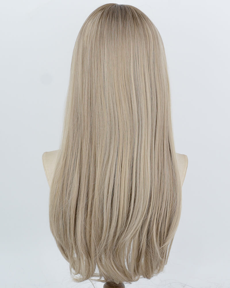 Rooted Beige Blonde Synthetic Wig HW858