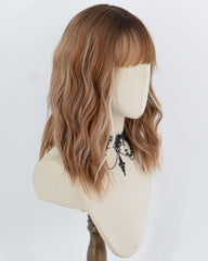 Ombre Brown Highlight Blonde Curly Synthetic Wig HW856