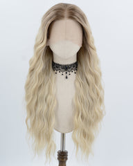 Ombre Blonde Long Curly Synthetic Lace Front Wig WW1010