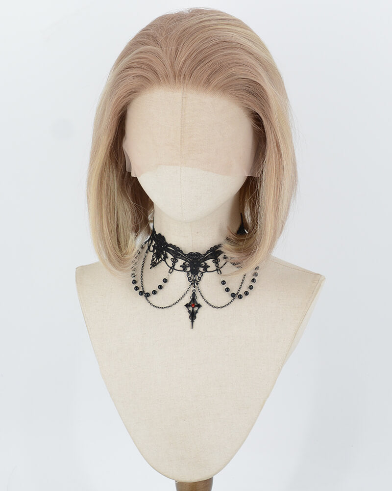 Ombre Blonde Short Human Hair Wig HT044