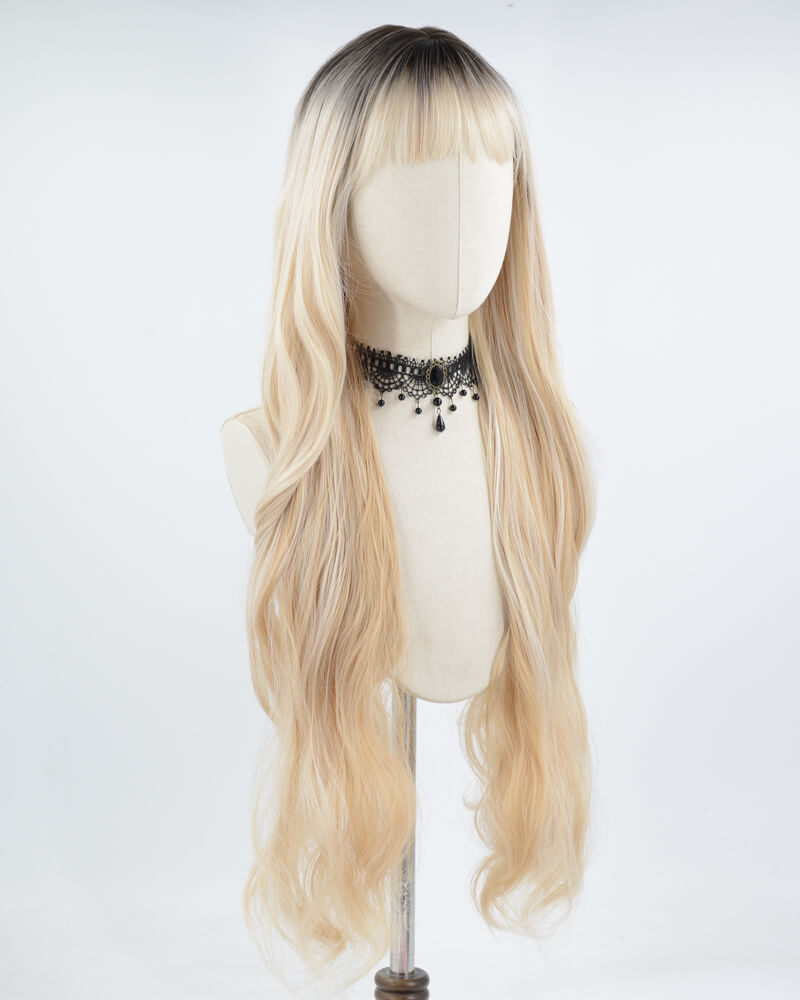 30 Inch Long Ombre Blonde Wavy Synthetic Wig HW448