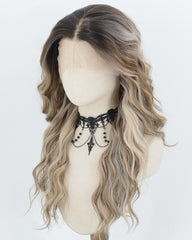 Ombre Brown Highlights Blonde Synthetic Lace Front Wig WW1071