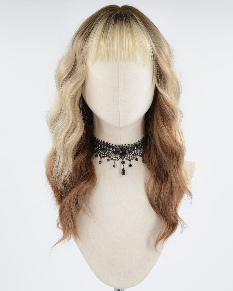 Ombre Blonde Brown Curly Synthetic Wig HW456