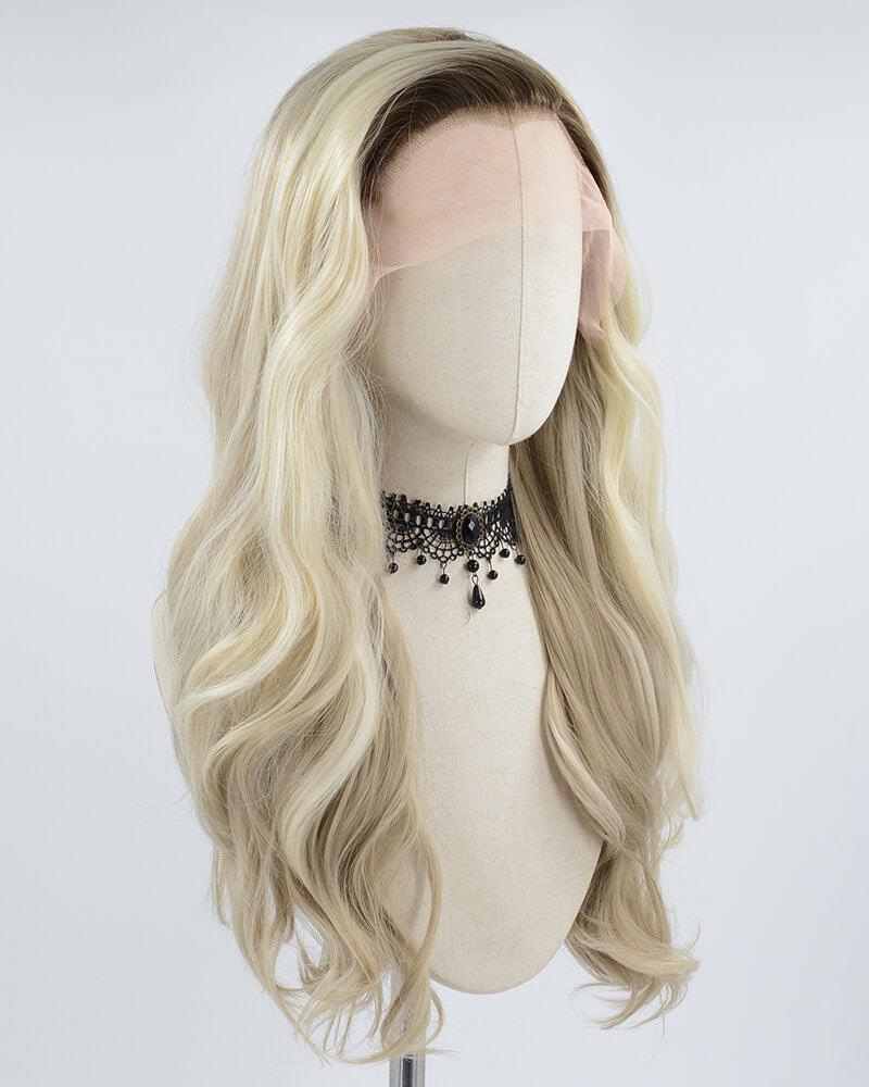 Ombre Blonde Wavy Synthetic Lace Front Wig WW596