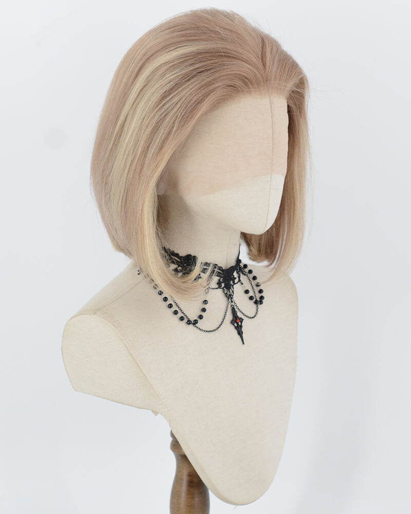 Ombre Blonde Short Human Hair Wig HT044