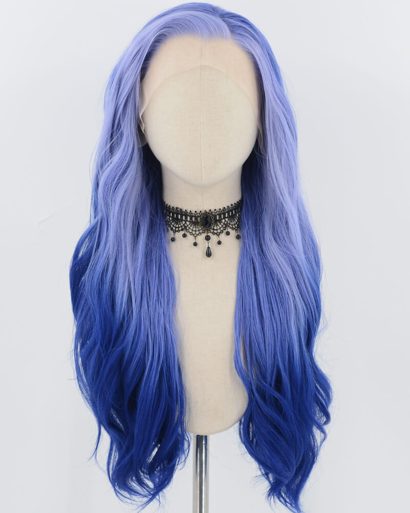 Ombre Blue Synthetic Lace Front Wig WW755
