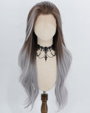 Brown Ombre Grey Blue Synthetic Lace Front Wig WW1064