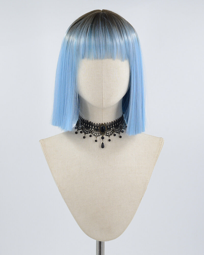Ombre Blue Short Synthetic Wig HW246