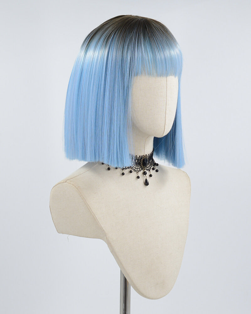 Ombre Blue Short Synthetic Wig HW246