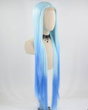 38Inch Long Ombre Blue Synthetic Lace Wig WW661