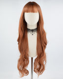 30Inch Orange Brown Long Synthetic Wig HW447