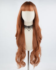 30Inch Orange Brown Long Synthetic Wig HW447