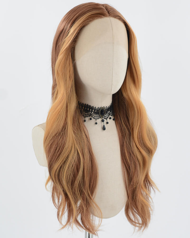 Ombre Brown Wavy Synthetic Lace Front Wig WW775
