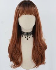 Ombre Dark Copper Red Synthetic Wig HW649