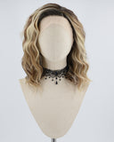 Ombre Blonde Brown Short Curly Synthetic Lace Front Wig WW604