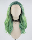 Ombre Green Wavy Synthetic Lace Front Wig WW597