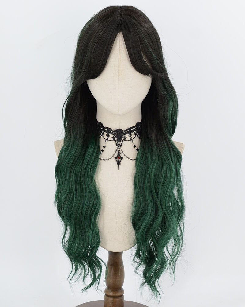 Ombre Green Curly Synthetic Wig HW880