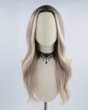 White Streaked Grey Synthetic Wig HW261