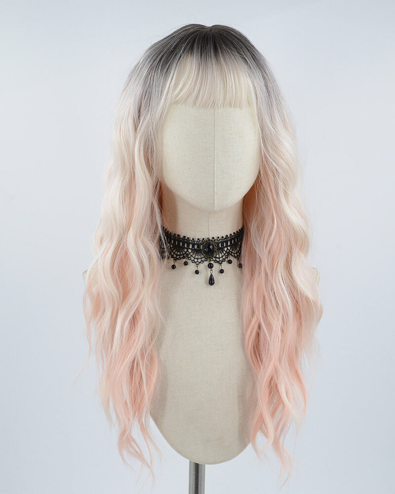 Ombre Pink Curly Synthetic Wig HW240