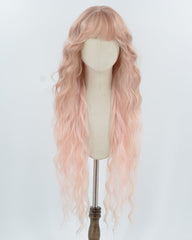 Ombre Pink Curly Long Synthetic Wig HW731