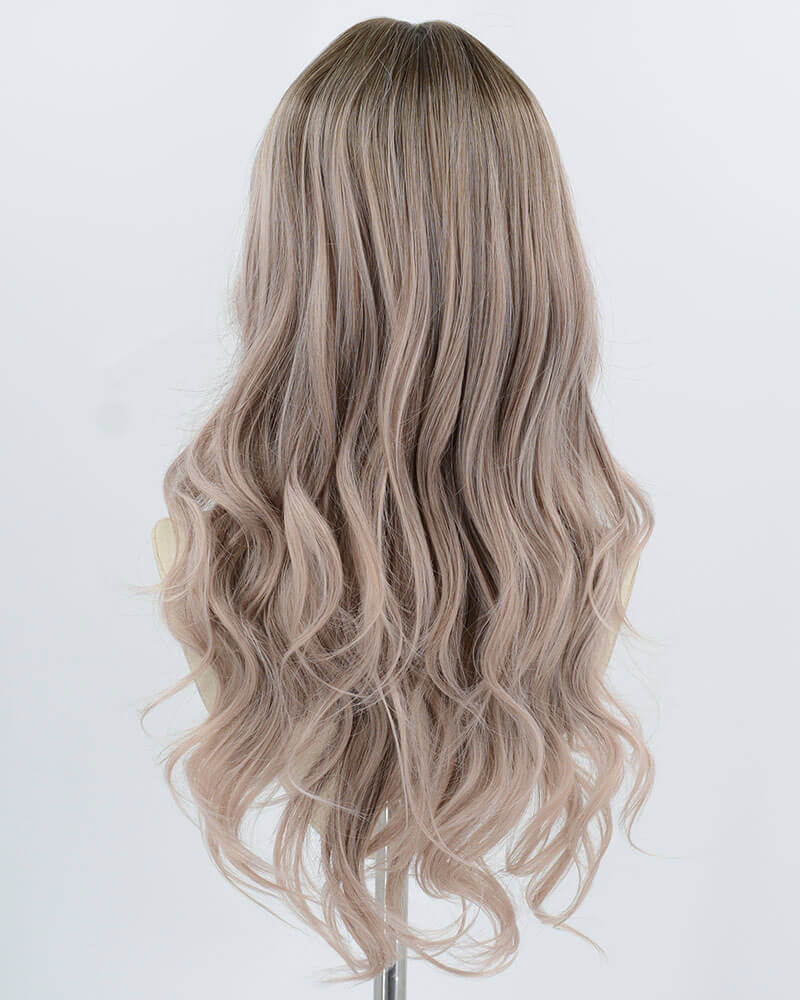 Ombre Brown Grey Pink Synthetic Wig HW770