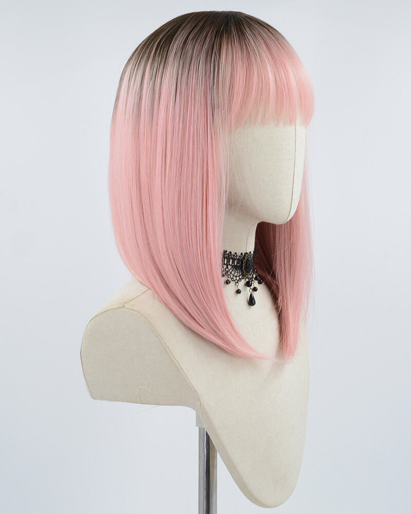 Ombre Pink Short Synthetic Wig HW288
