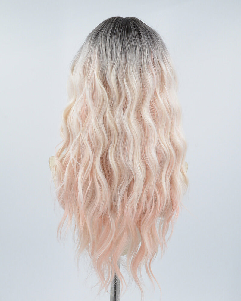 Ombre Pink Curly Synthetic Wig HW240