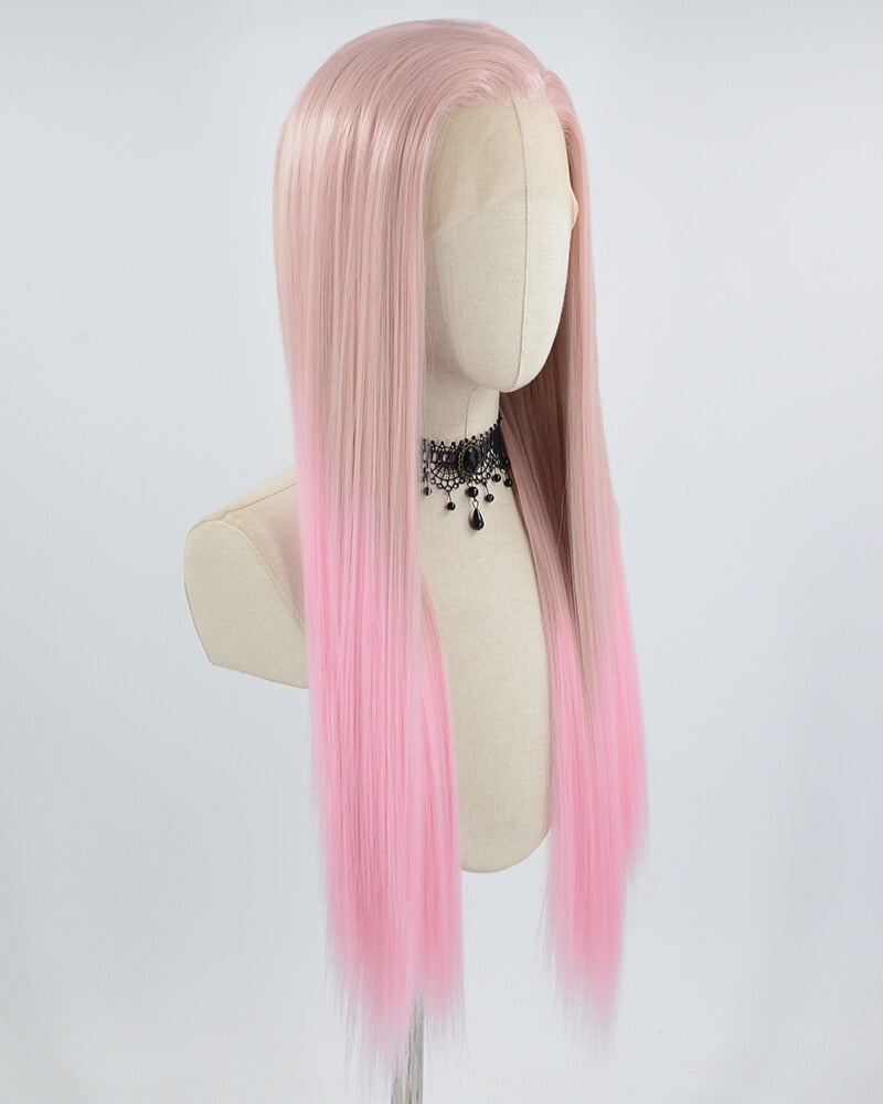 Ombre Pink Straight Synthetic Lace Front Wig WW659
