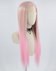 Ombre Pink Straight Synthetic Lace Front Wig WW659