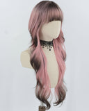 Pink Ombre Black Long Wavy Synthetic Wig HW723