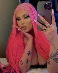 Ombre Pink Long Synthetic Lace Front Wig WW484
