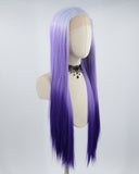 Long Straight Purple Synthetic Lace Front Wig WW517