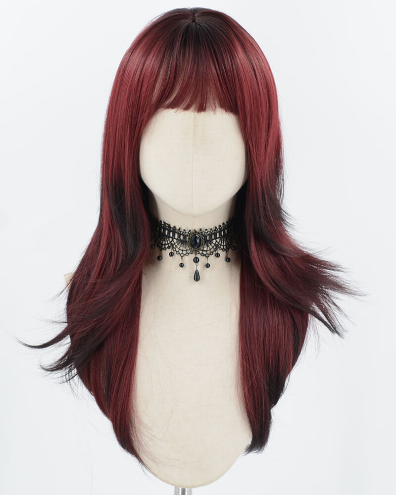 Ombre Wine Red Synthetic Wig HW825