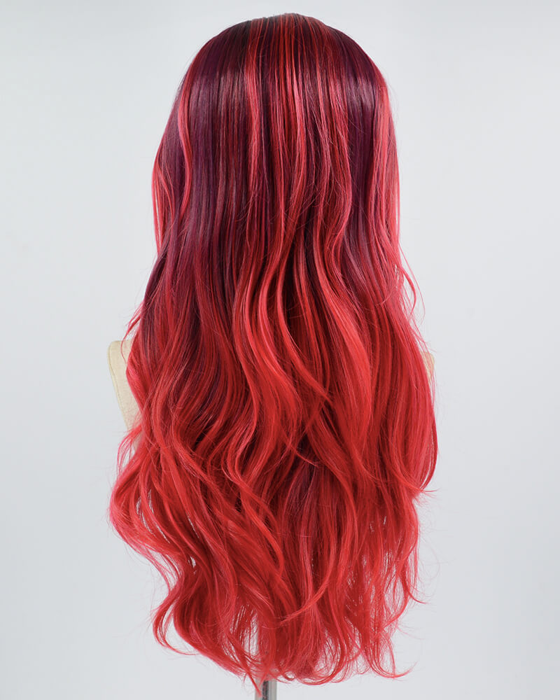 Ombre Red Synthetic Lace Front Wig WW598