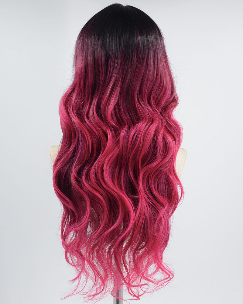 Ombre Dark Red Synthetic Wig HW432